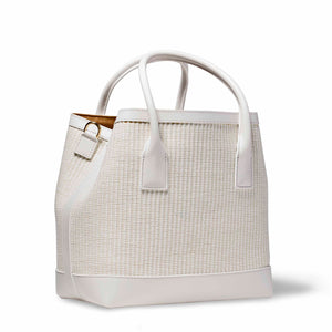 White Raffia Nano Weekender in White