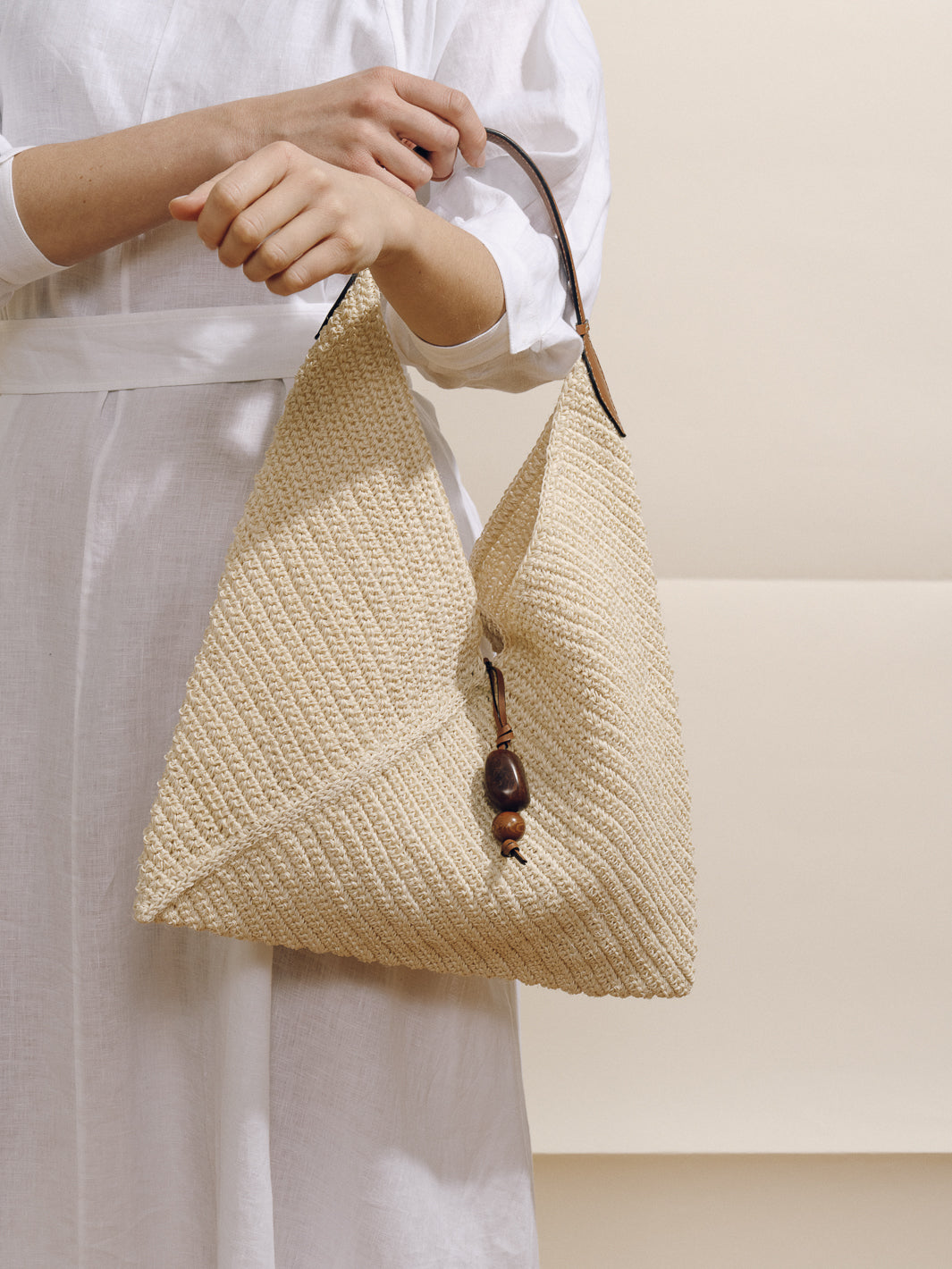 The Large Origami in Cognac & Natural Fiber