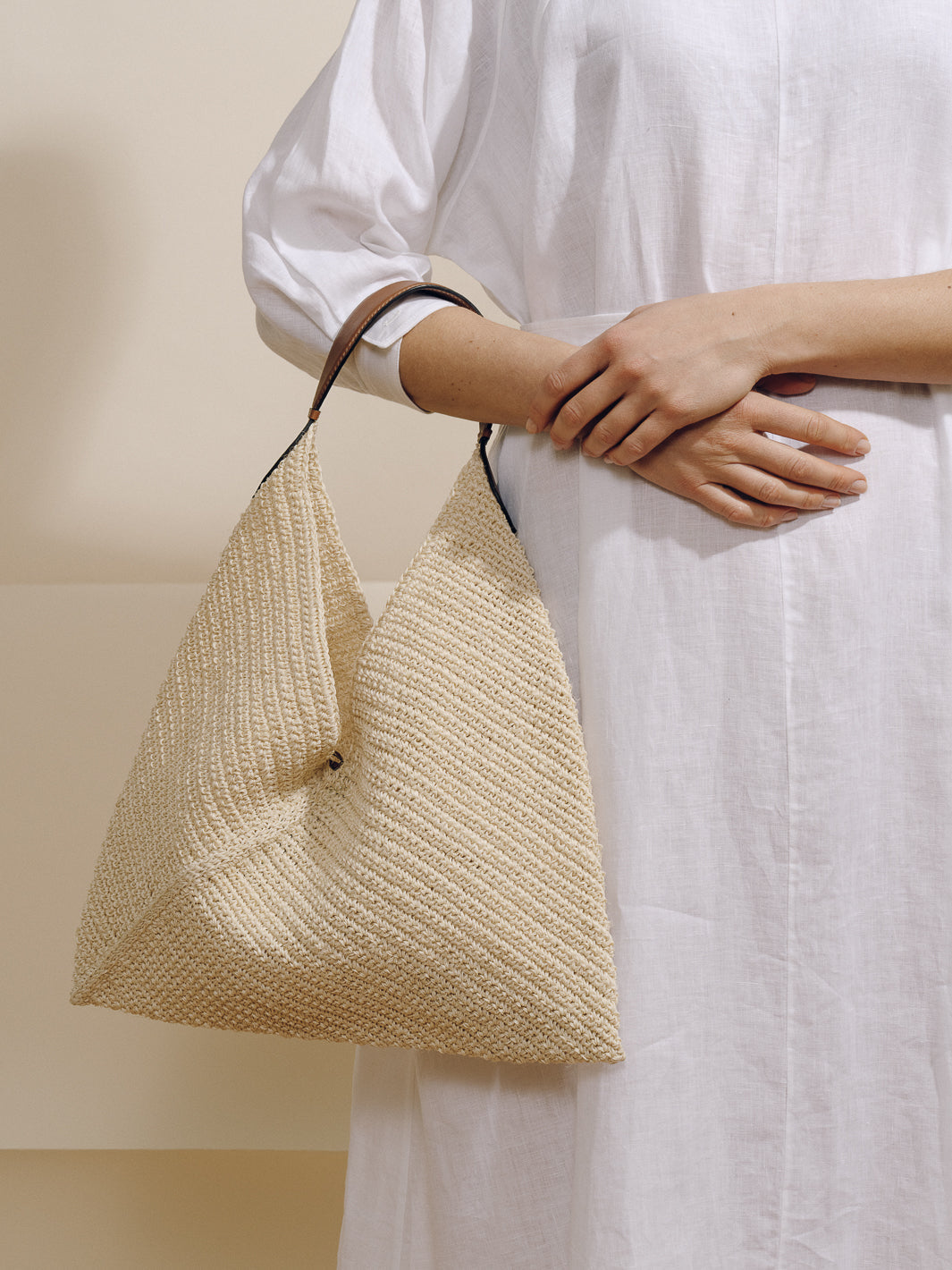 The Large Origami in Cognac & Natural Fiber