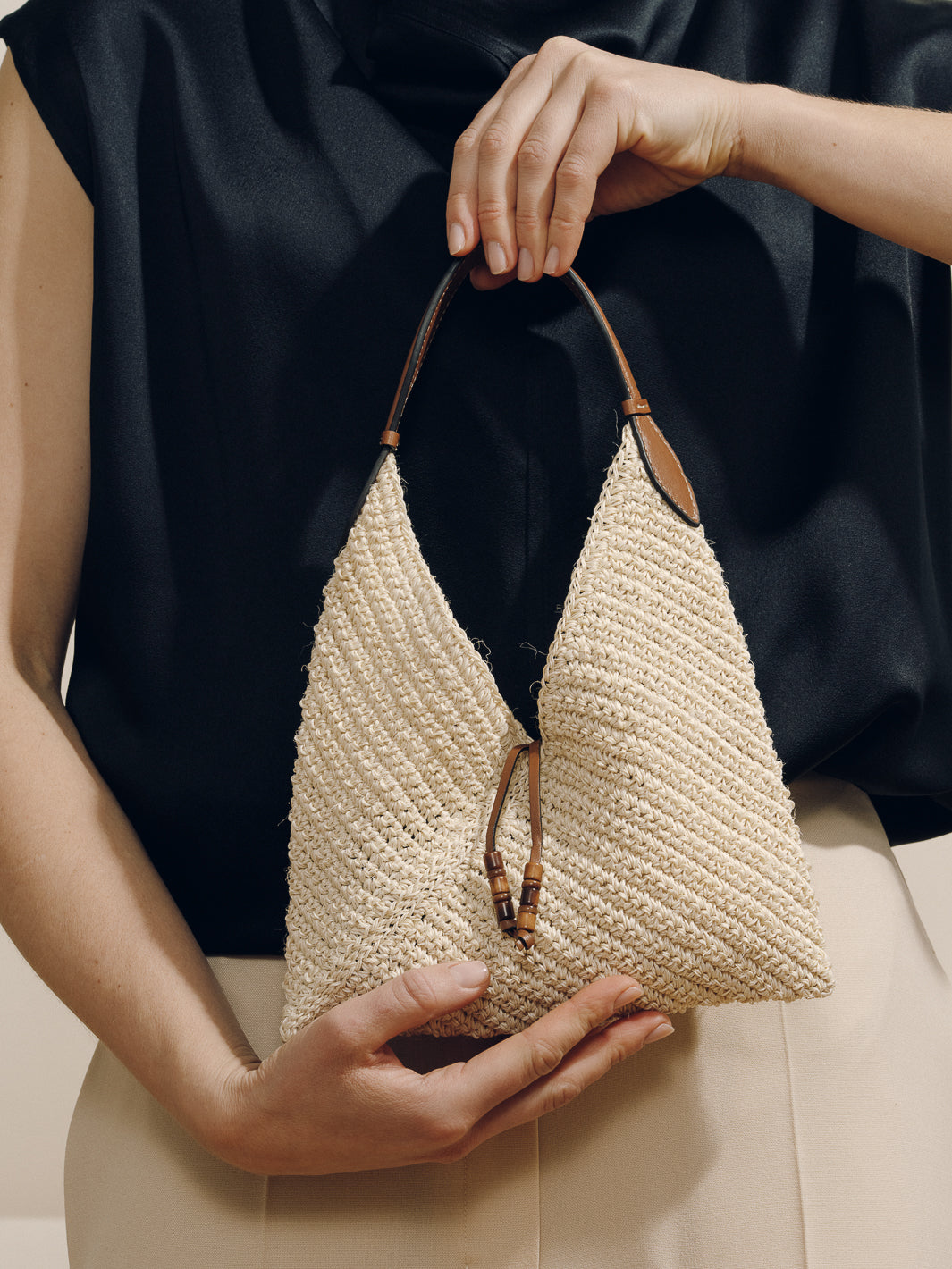 The Small Origami in Cognac & Natural fiber | Over The Moon