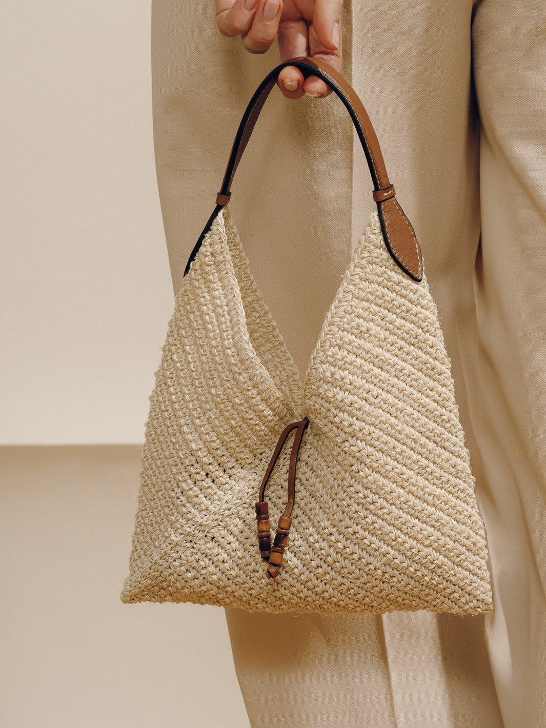 The Small Origami in Cognac & Natural fiber | Over The Moon