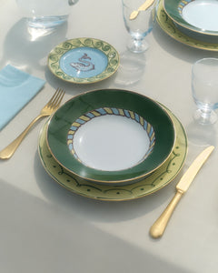 Ill Viaggio Di Nettuno Bread Plate in Light Blue & Yellow