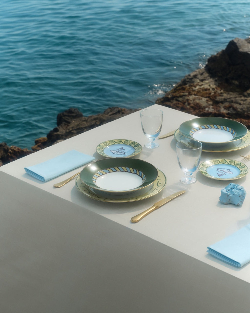 Ill Viaggio Di Nettuno Soup Plate in Green & Yellow