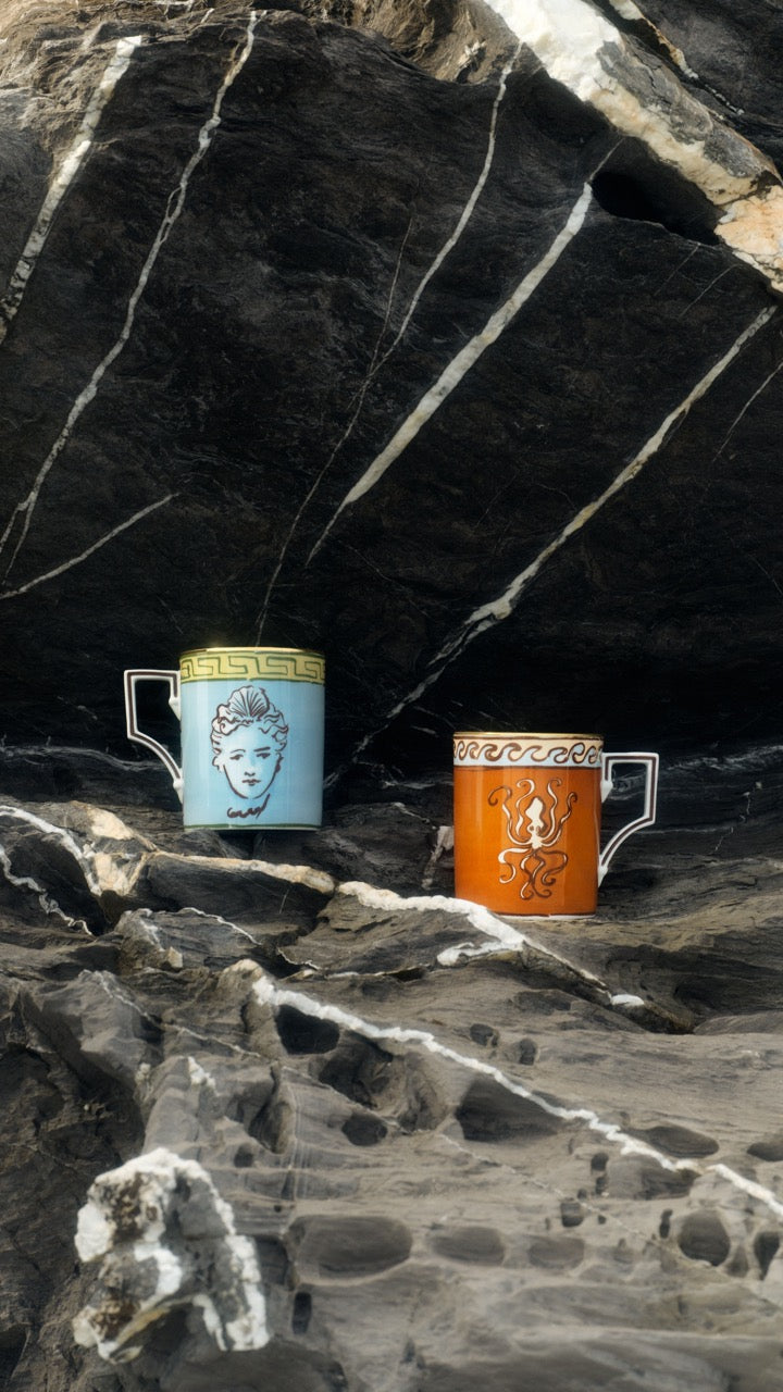 Ill Viaggio Di Nettuno Luna Mug in Light Blue & Yellow