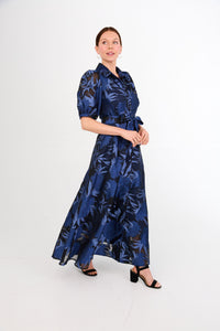 Charlotte Gown in Royal Blue Pansy Vine Organza