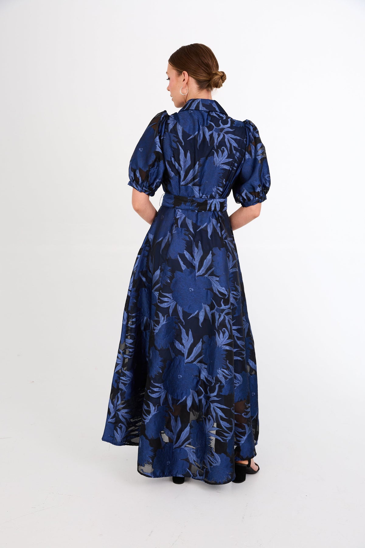Charlotte Gown in Royal Blue Pansy Vine Organza