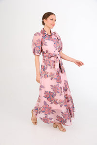 Charlotte Gown in Pink Peony Organza