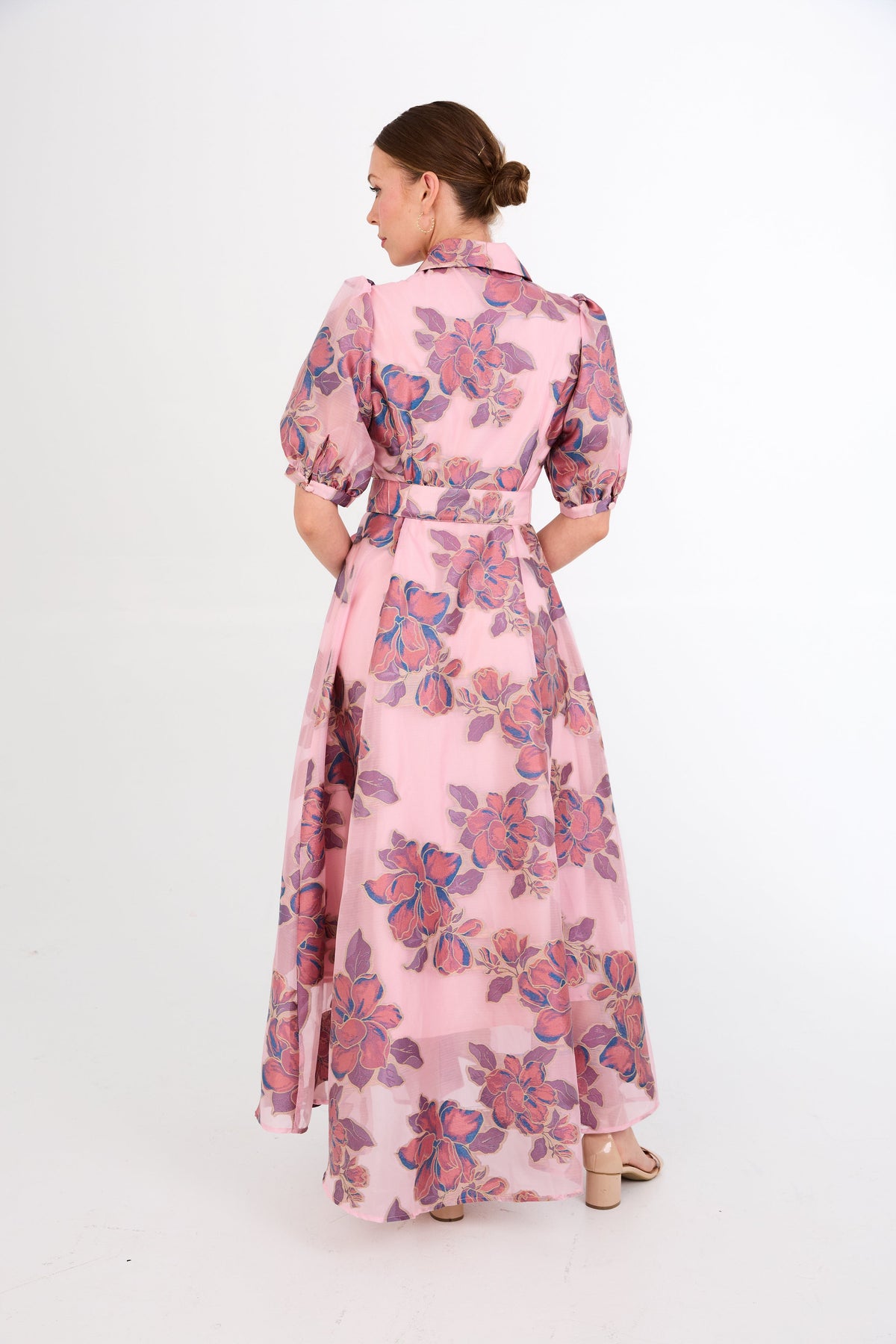 Charlotte Gown in Pink Peony Organza