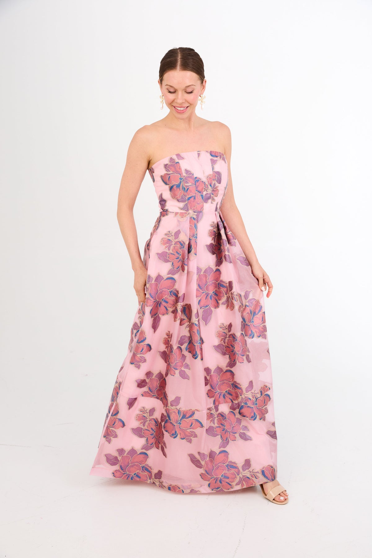 Catherine Gown in Pink Peony Organza