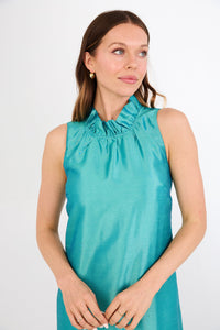 Camille Gown in Teal Dupioni