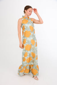 Camille Gown in Mint Pansy Vine Organza
