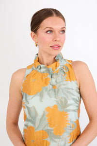 Camille Gown in Mint Pansy Vine Organza