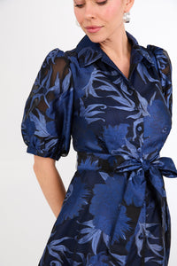 Charlotte Gown in Royal Blue Pansy Vine Organza