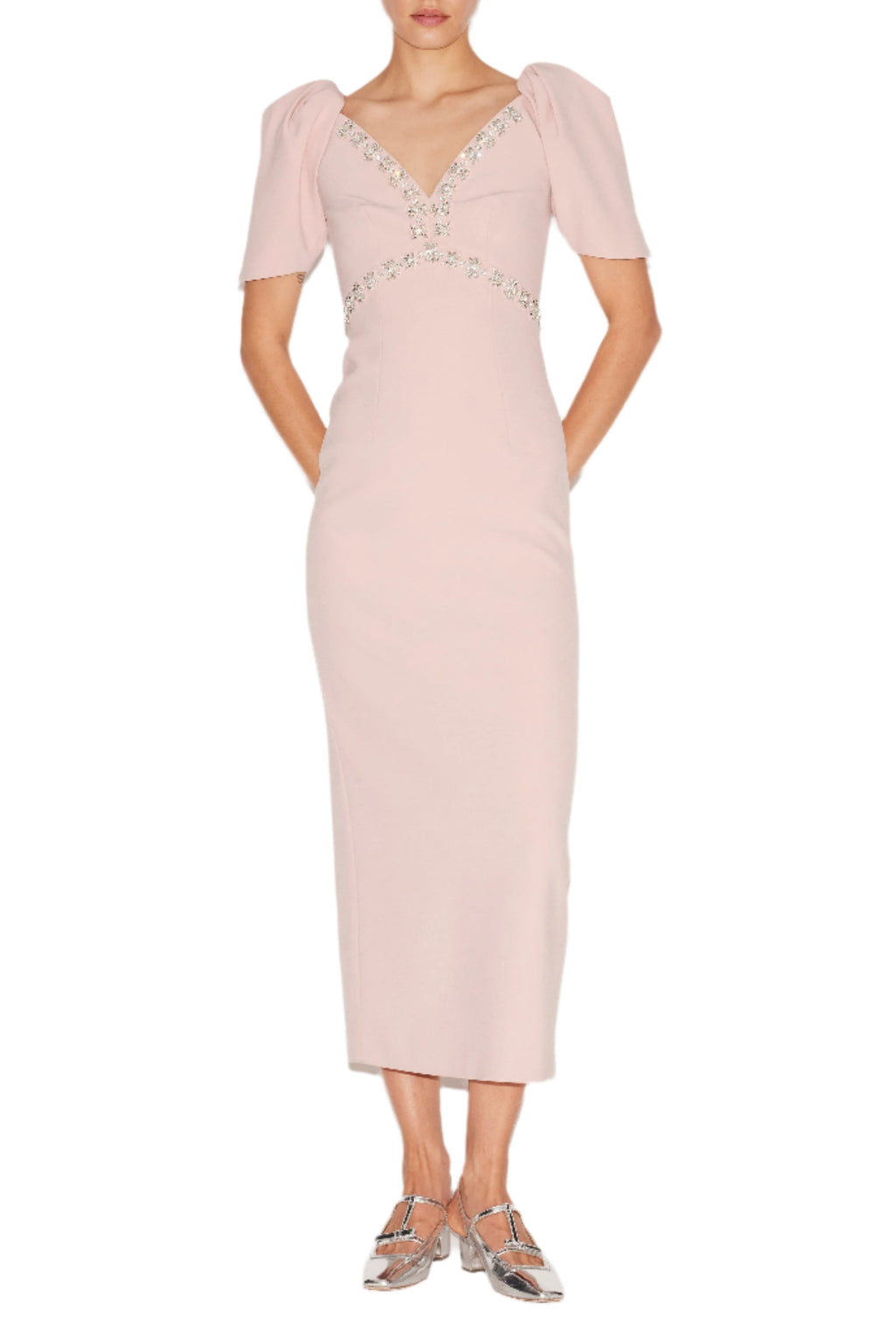 Myrna Dress Pink Embellished Crepe