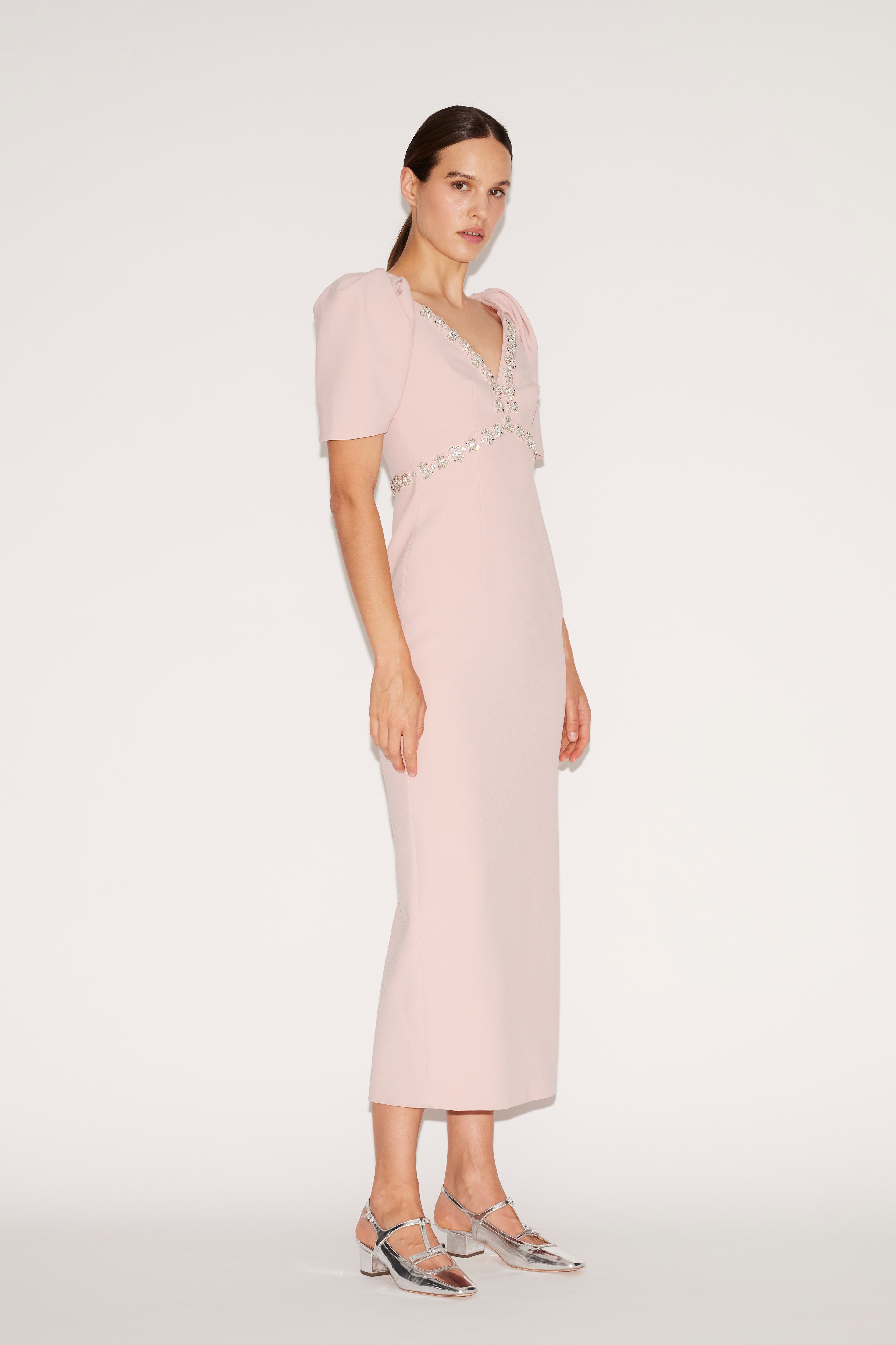Myrna Dress Pink Embellished Crepe