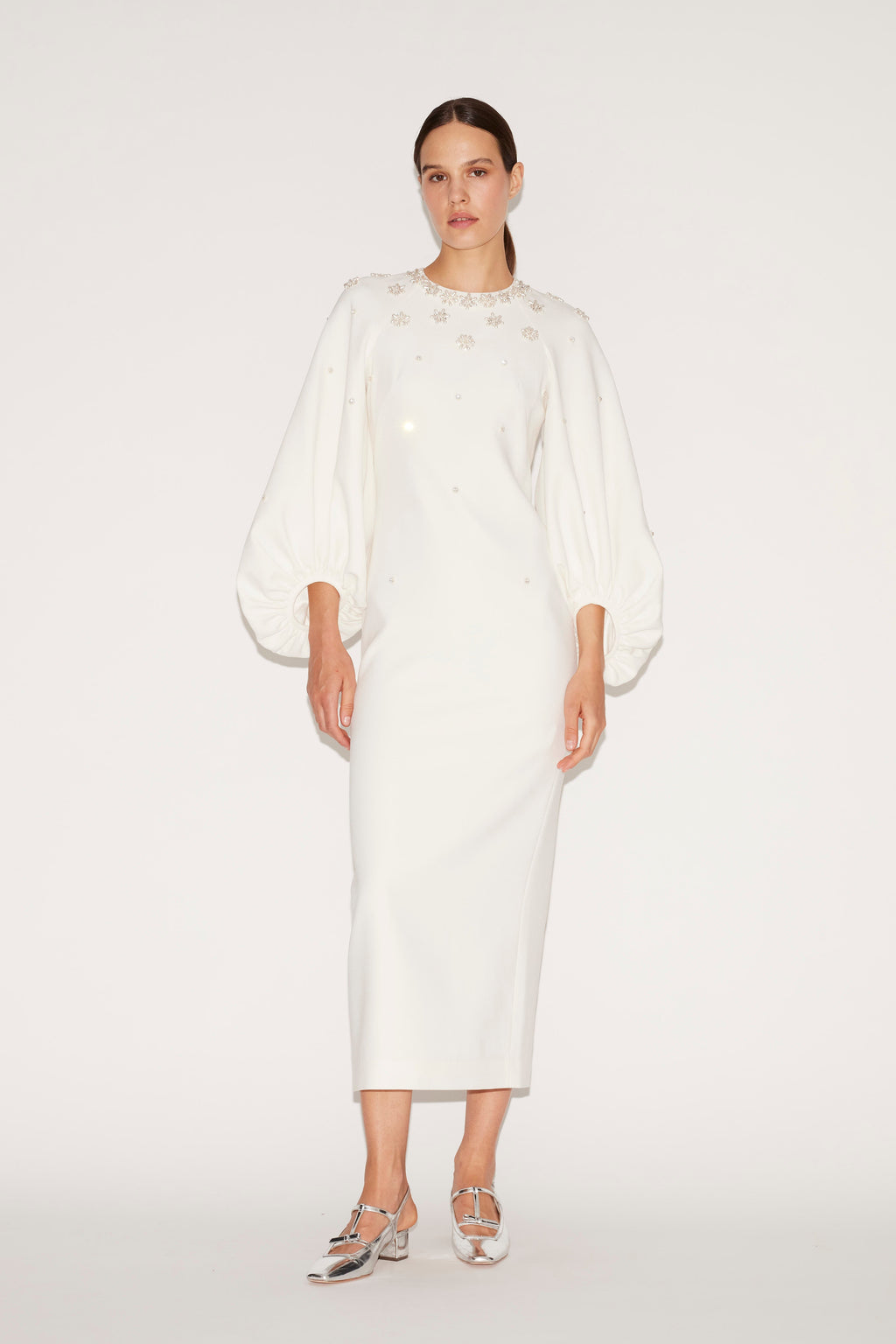 Sondra Midi Dress White Embellished Sable