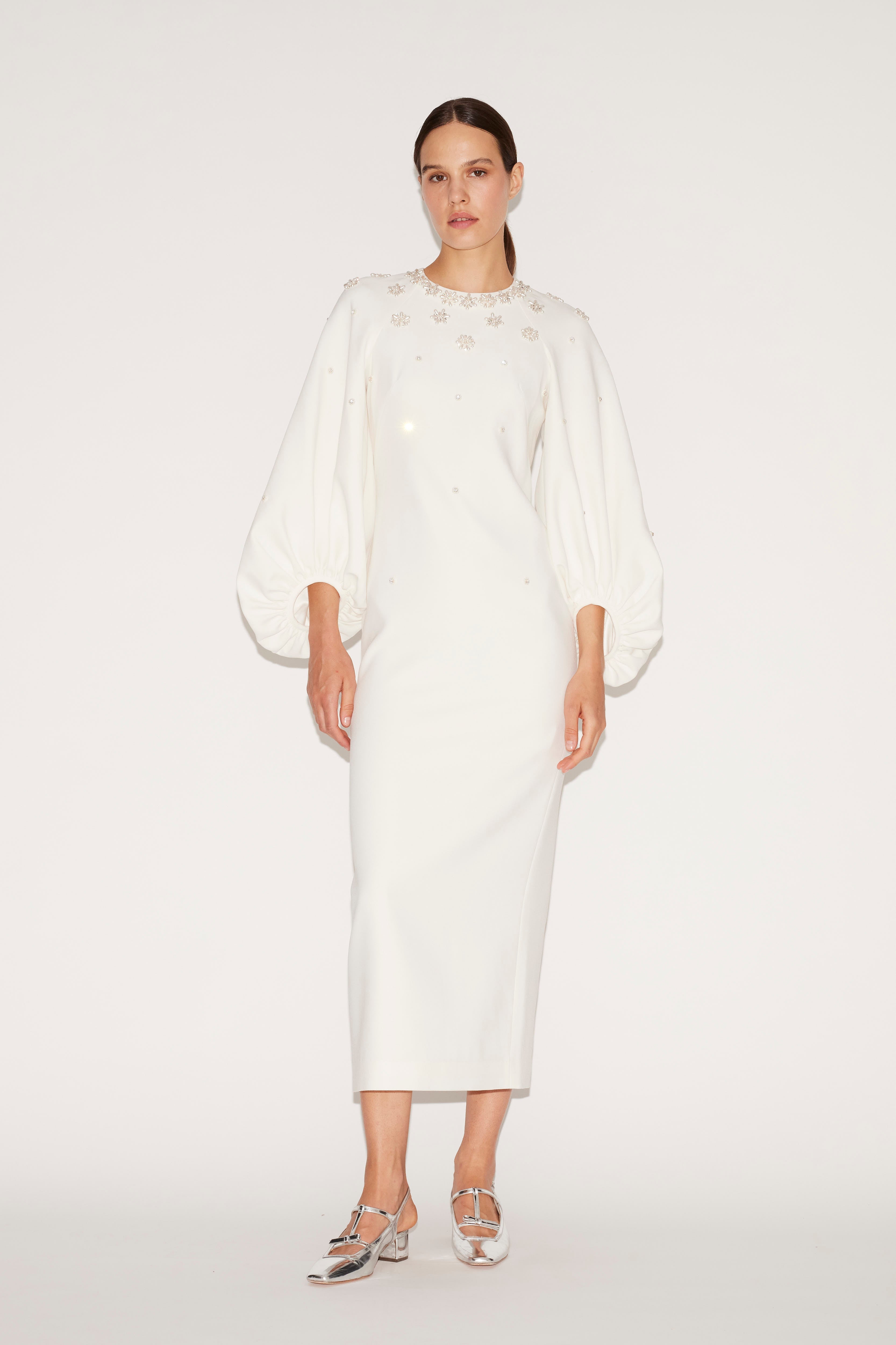 Sondra Midi Dress White Embellished Sable