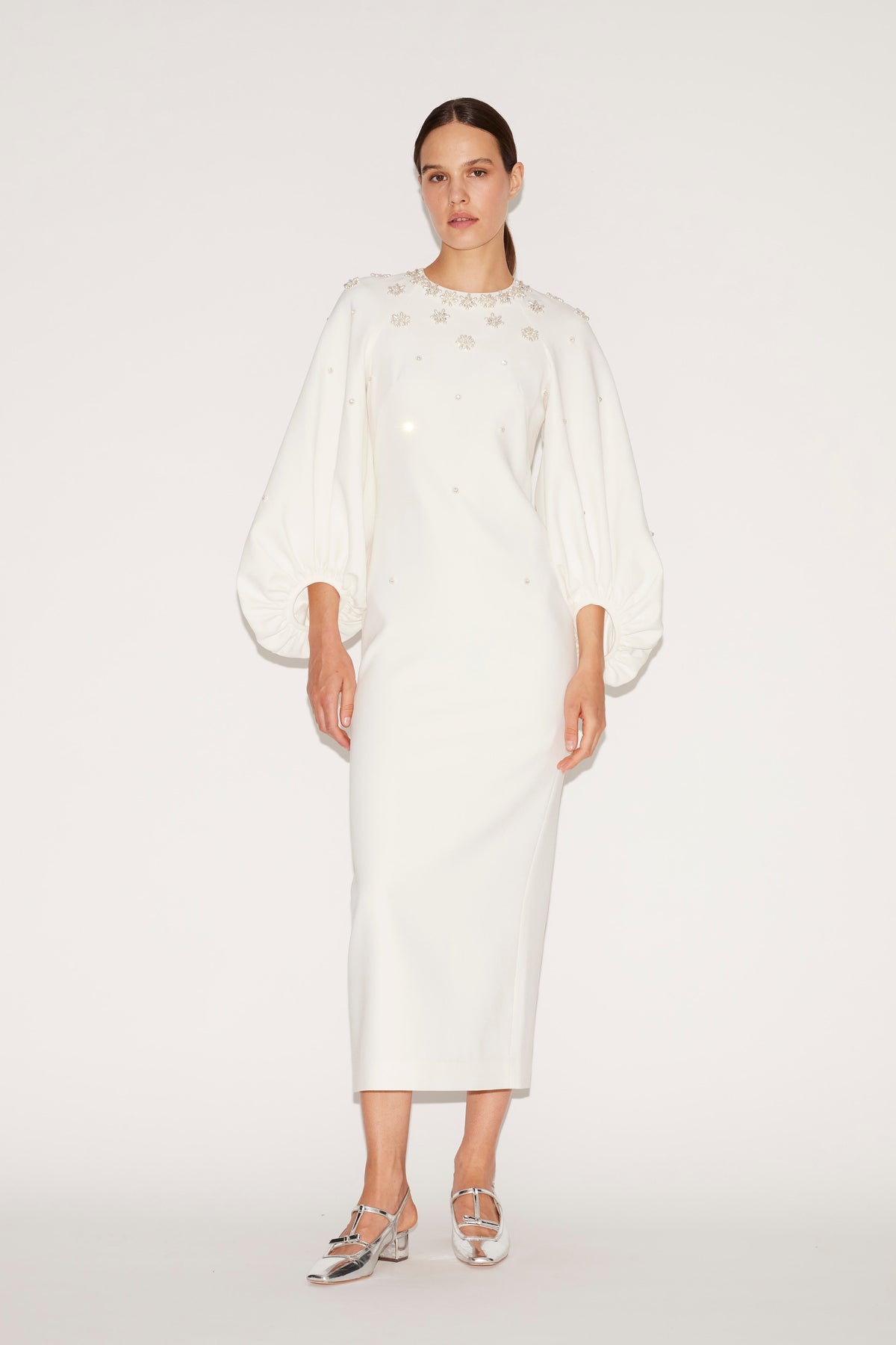Sondra Midi Dress White Embellished Sable