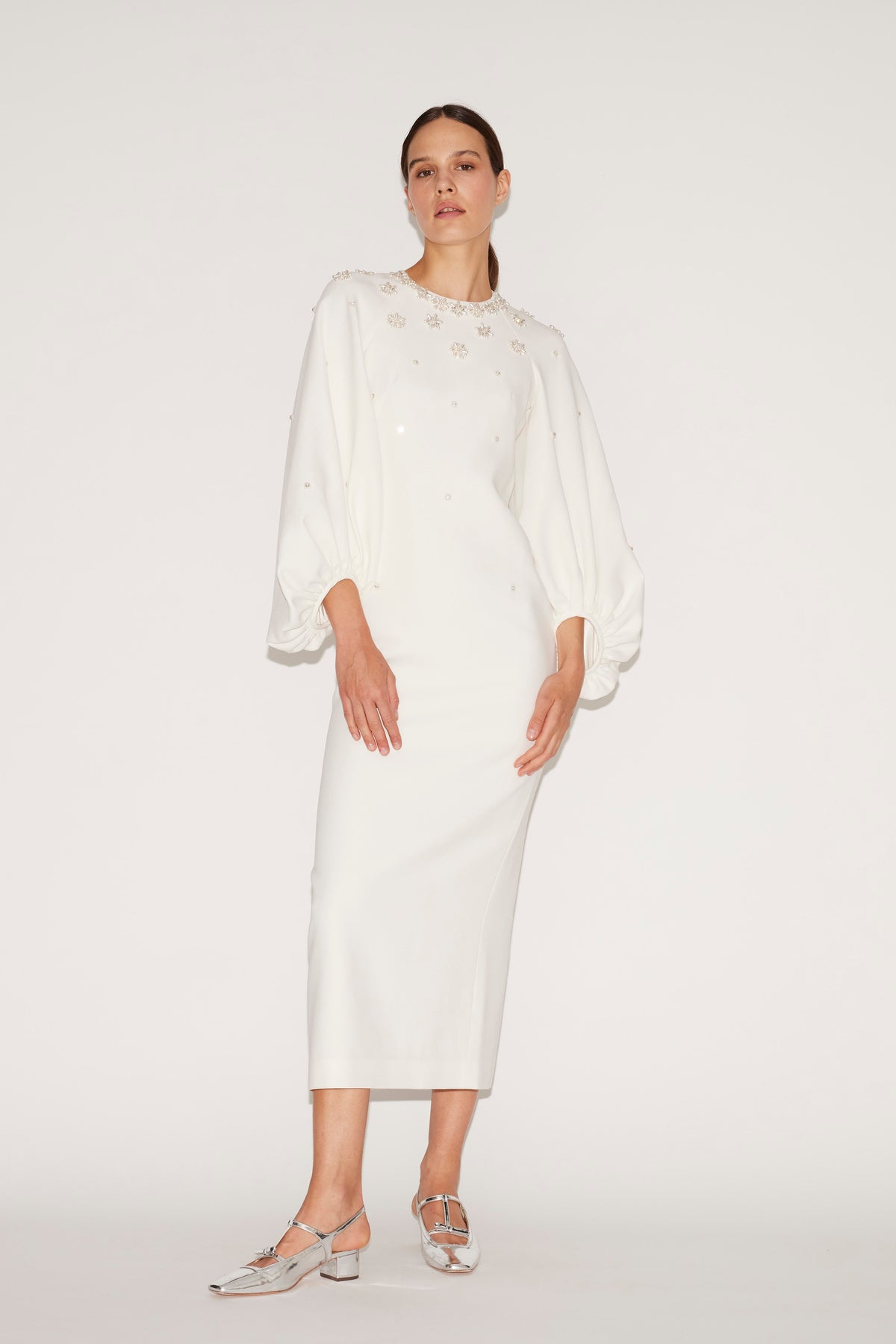 Sondra Midi Dress White Embellished Sable