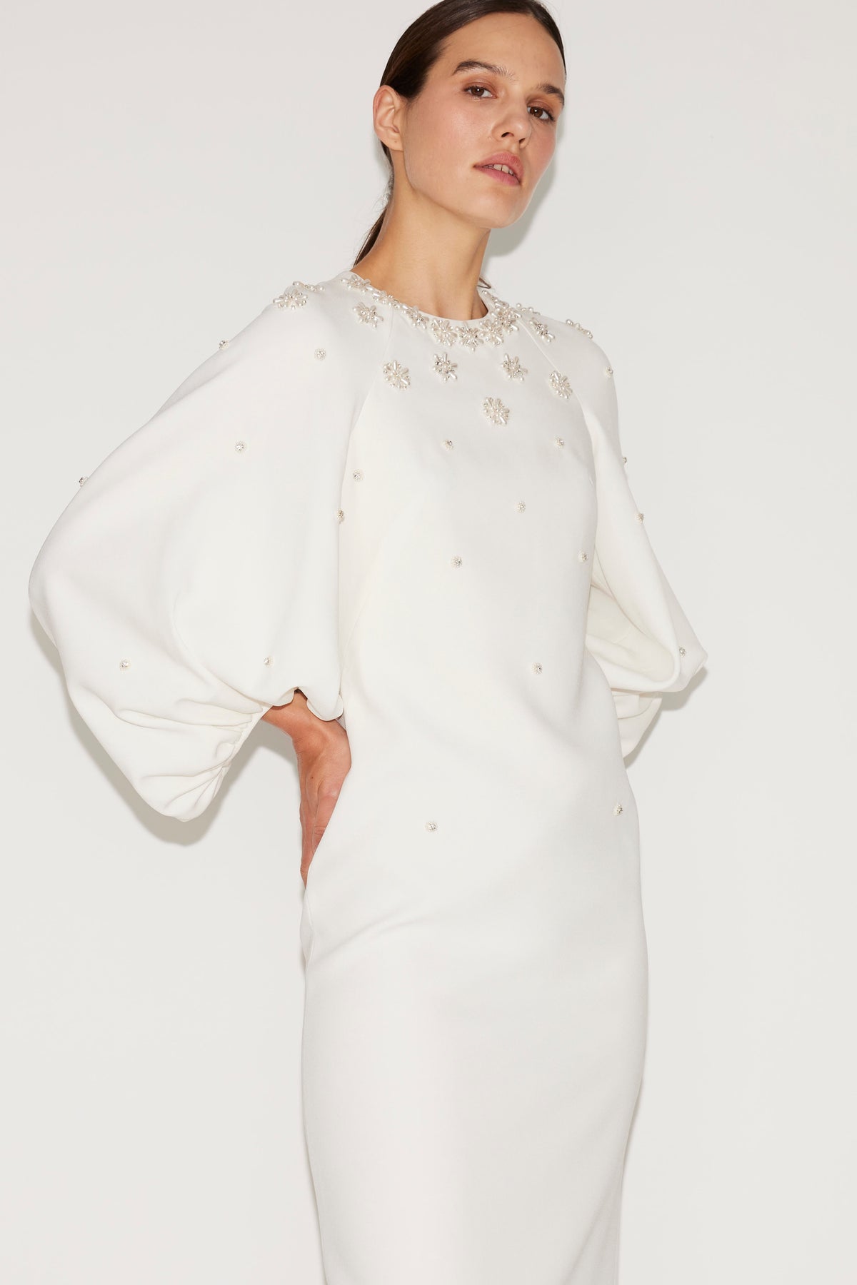 Sondra Midi Dress White Embellished Sable