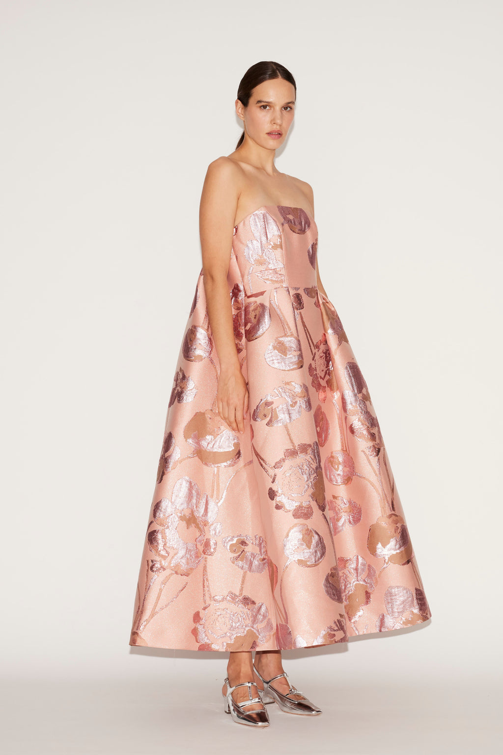 Cheryl Midi Dress Pink Jacquard
