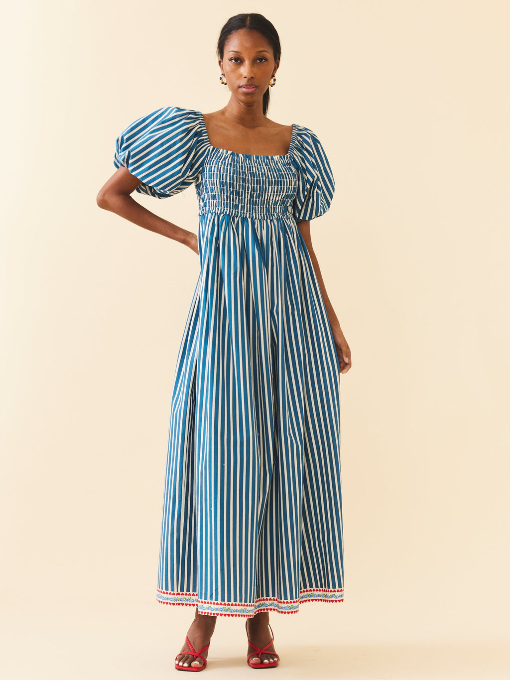 Aurora Dress in Navy Stripe