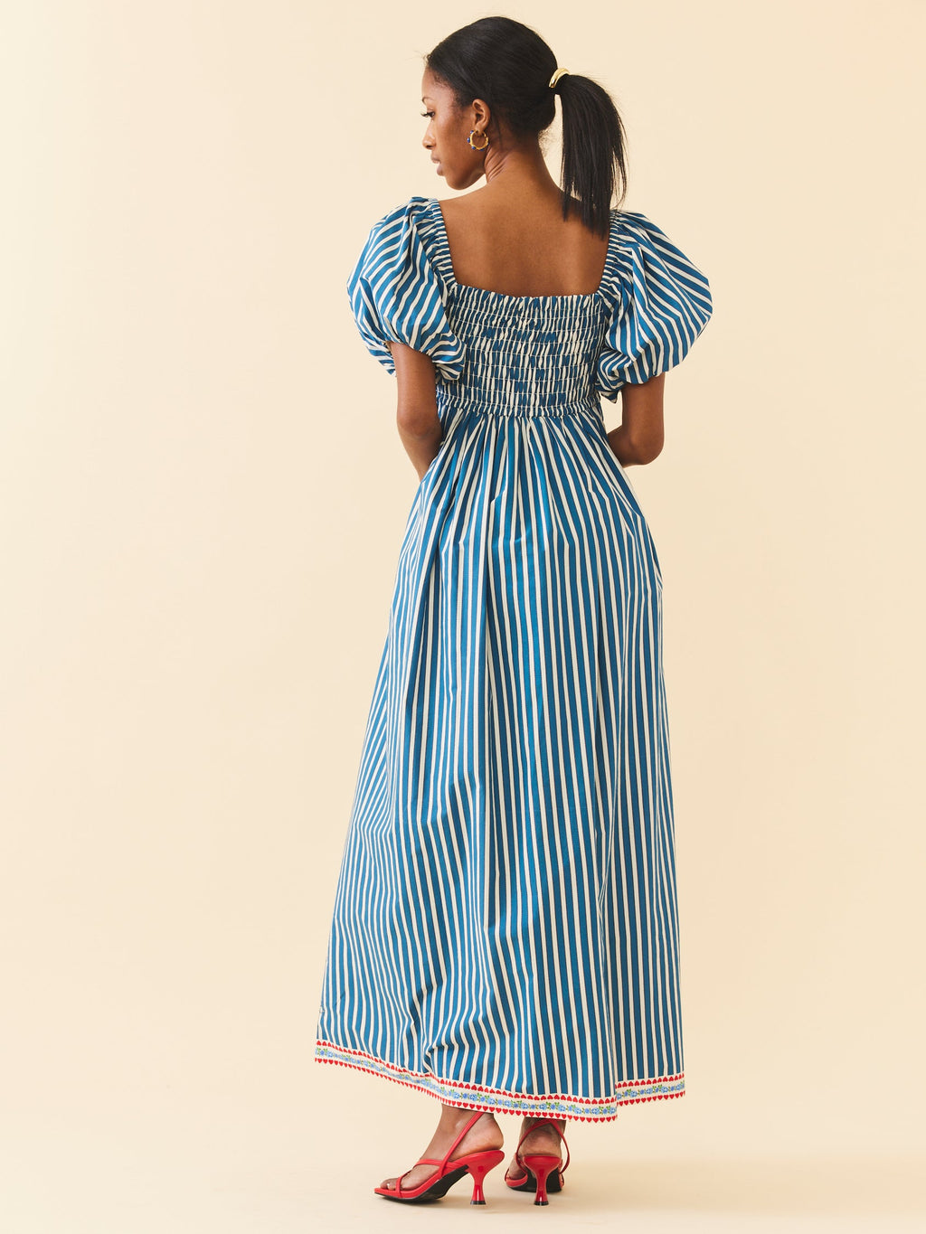 Aurora Dress in Navy Stripe