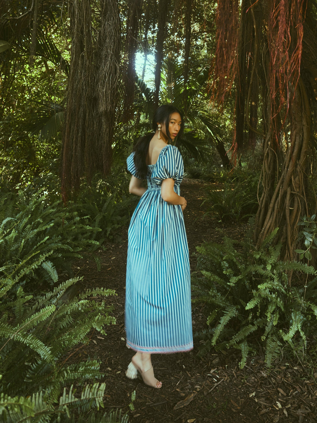 Aurora Dress in Navy Stripe