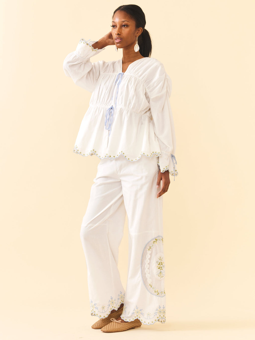 Juliana Pants in White Whimsy
