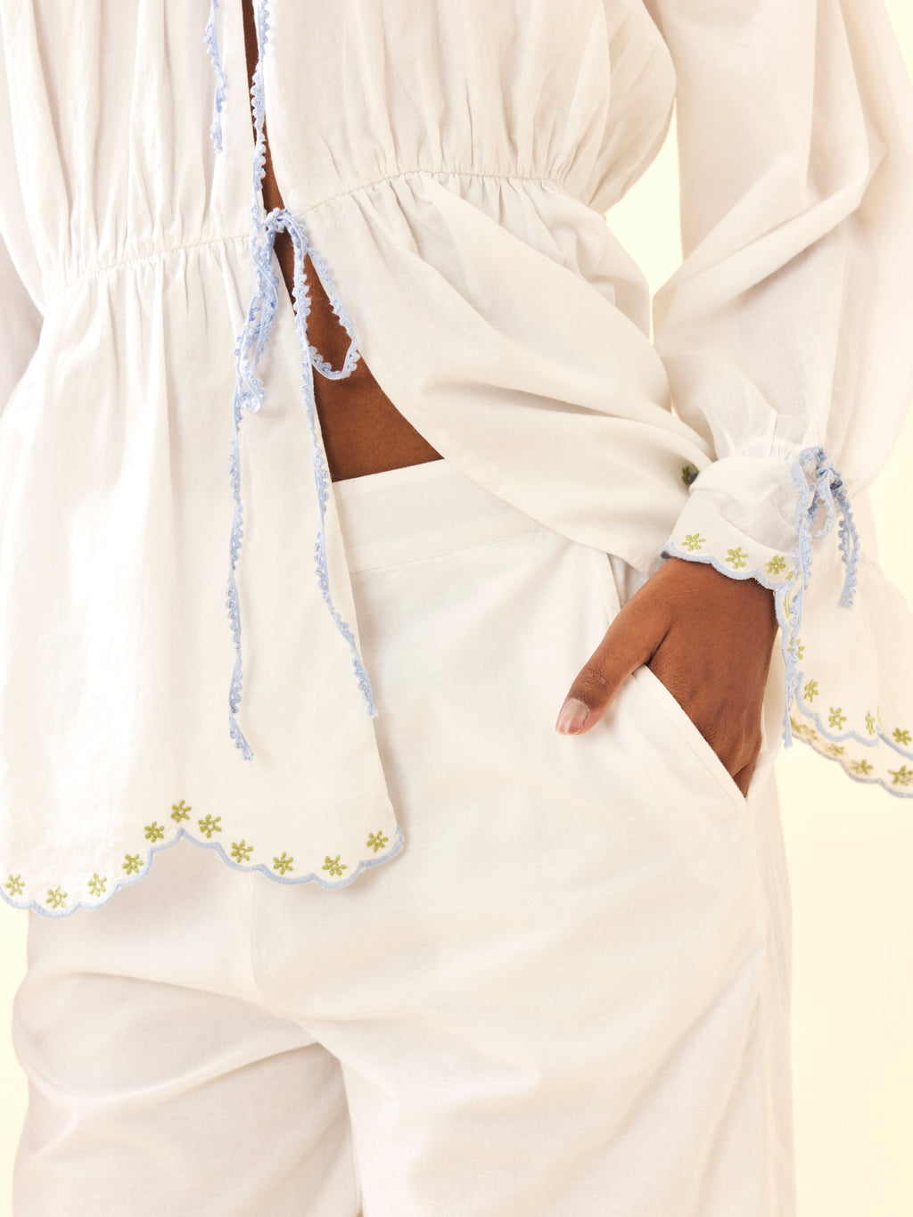 Juliana Pants in White Whimsy