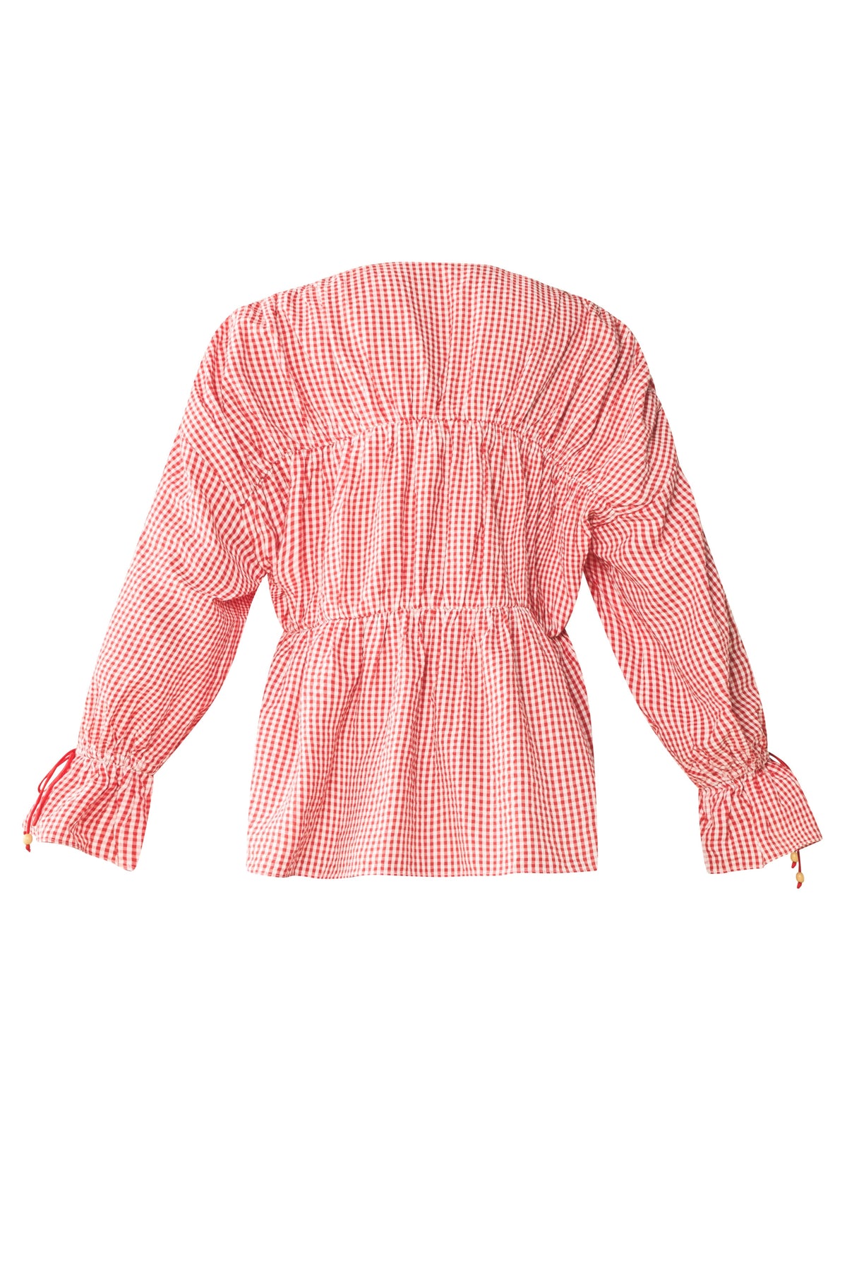 Isle Top x Rainey Collaboration in Red Gingham with Cream Crochet Applique