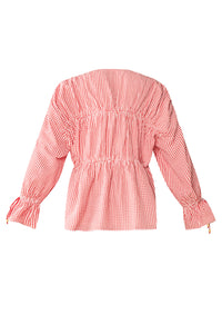 Isle Top x Rainey Collaboration in Red Gingham with Cream Crochet Applique