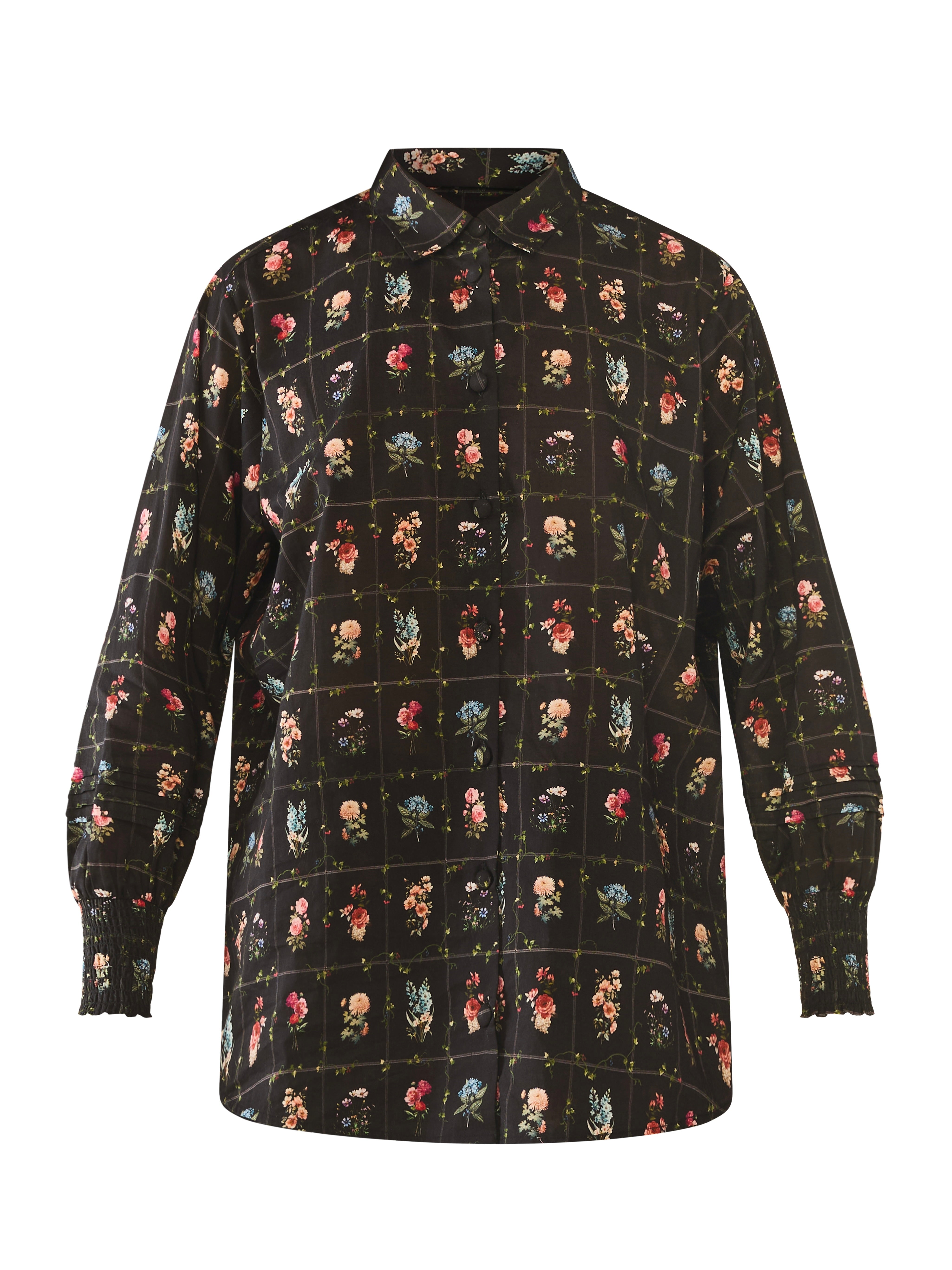 Katie Button Down in Florence Black Floral
