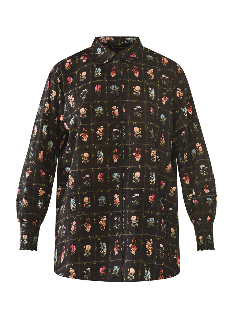 Katie Button Down in Florence Black Floral