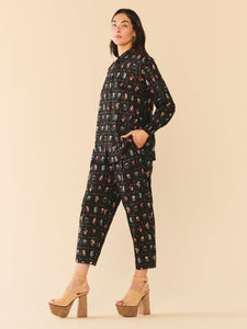 Katie Button Down in Florence Black Floral