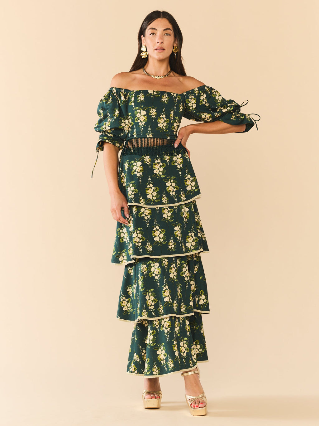 EDDY x Mckenzie Depinto Kenz Skirt in Deep Green & Floral