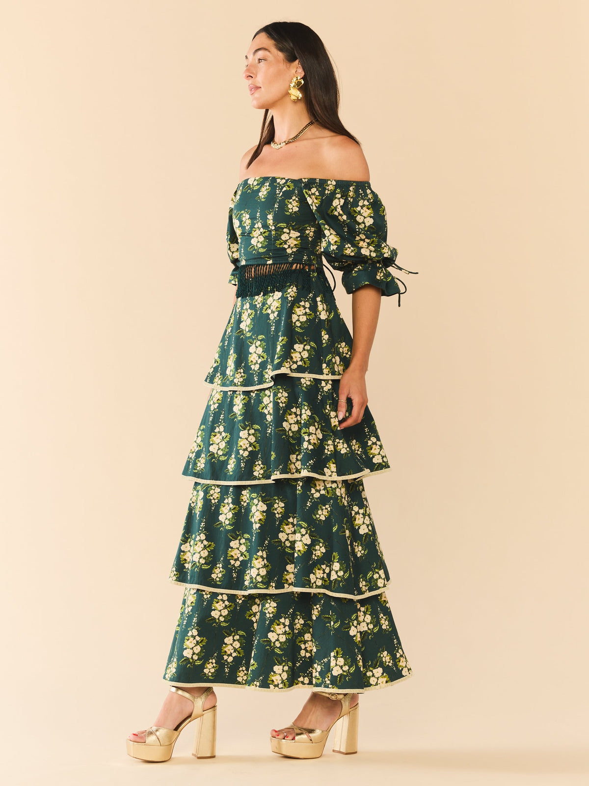 EDDY x Mckenzie Depinto Kenz Skirt in Deep Green & Floral