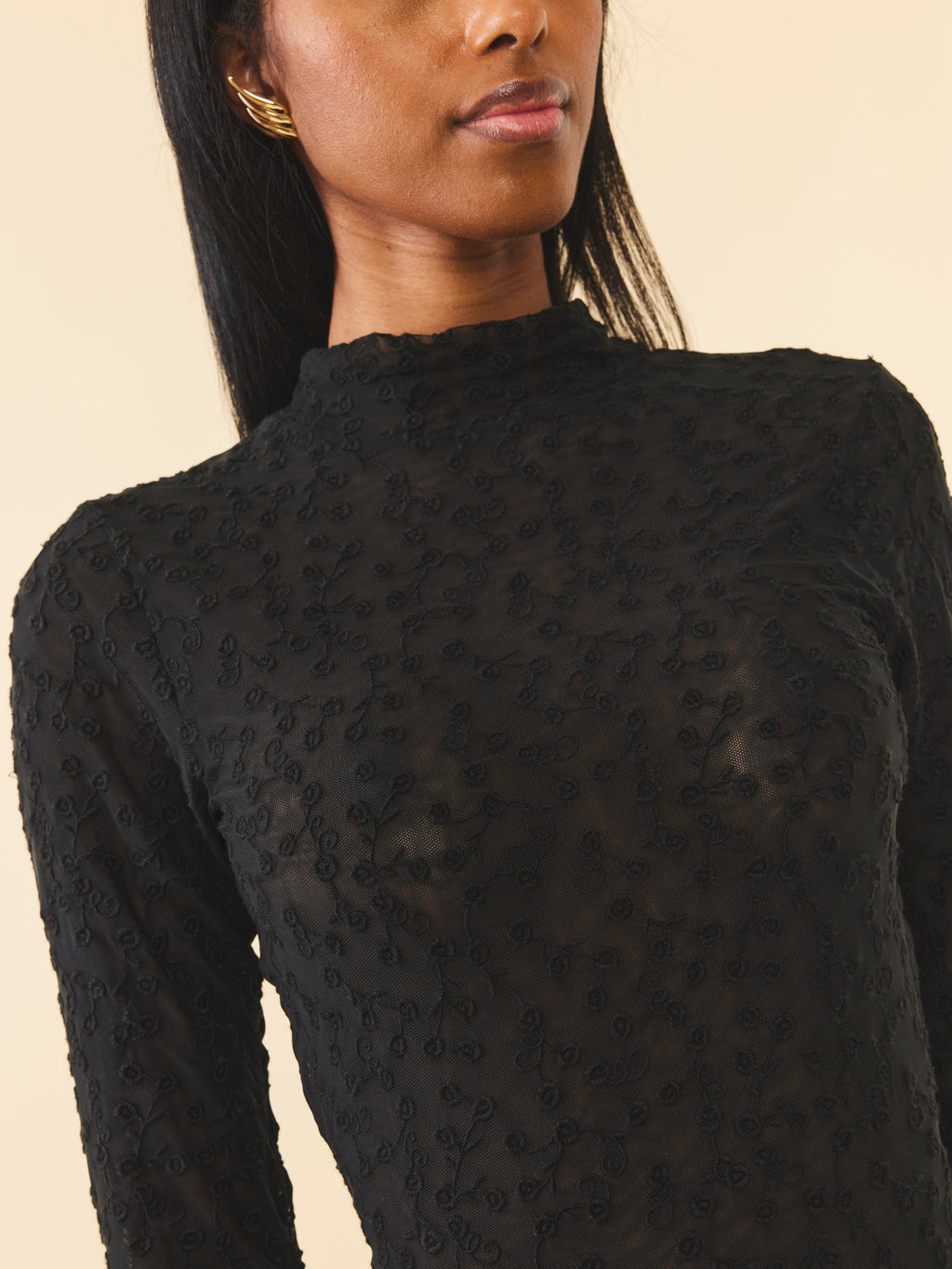Rose Lace Bodysuit in Black