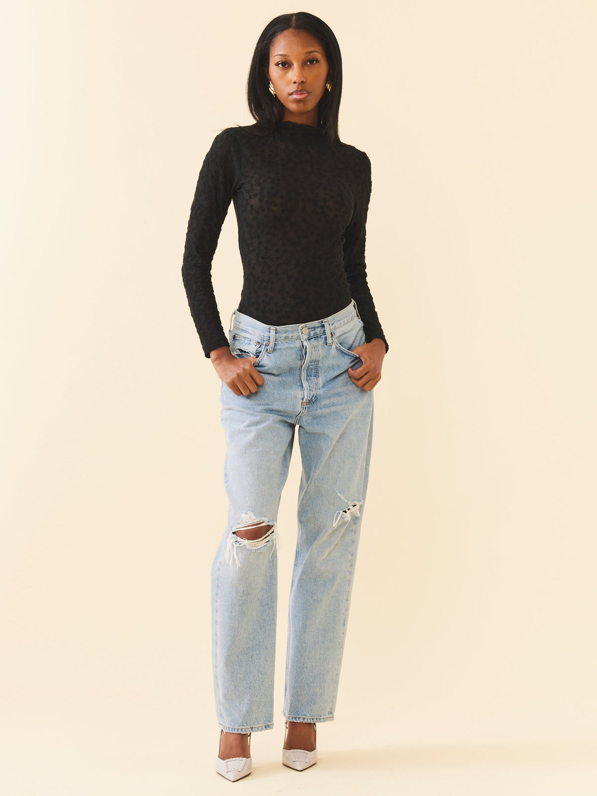 Rose Lace Bodysuit in Black