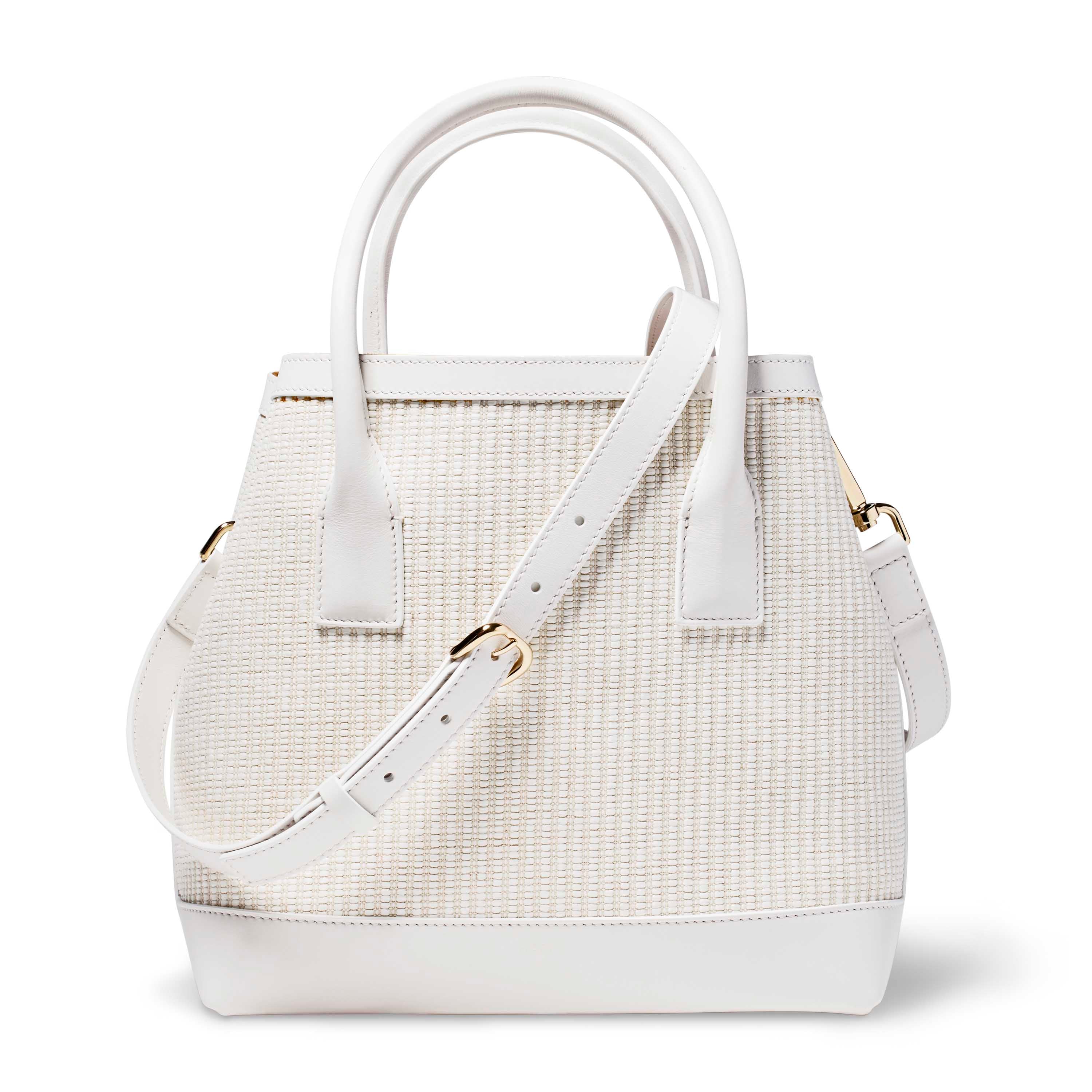White Raffia Nano Weekender in White
