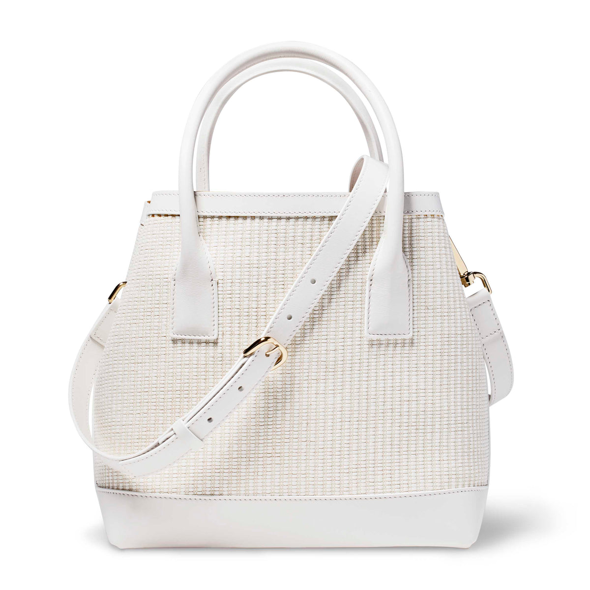 White Raffia Nano Weekender in White