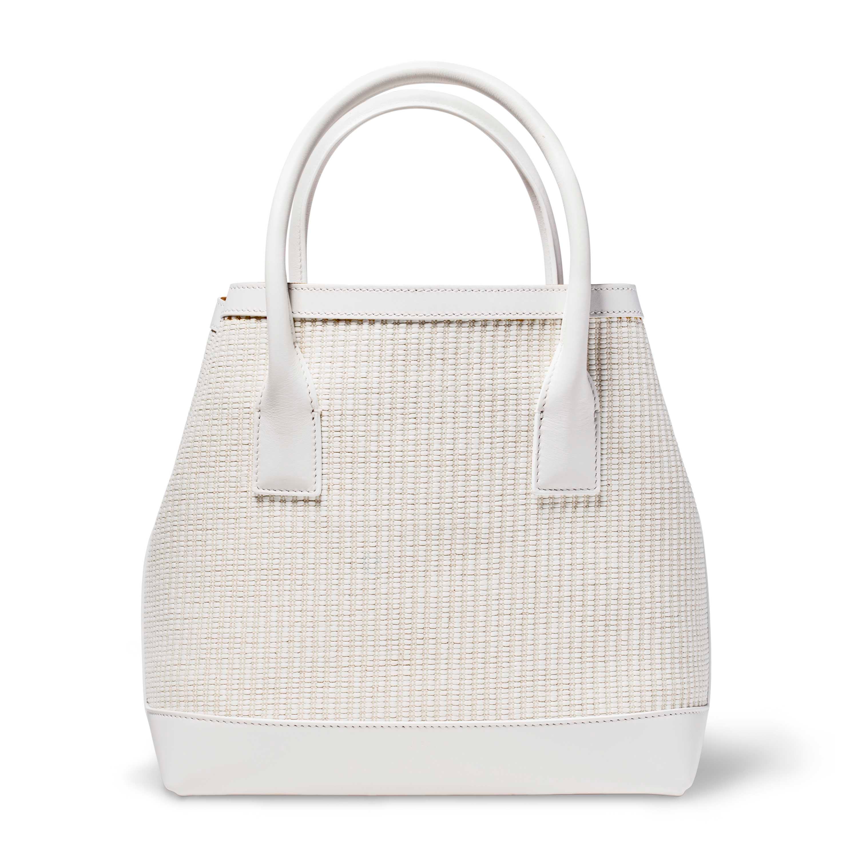 White Raffia Nano Weekender in White