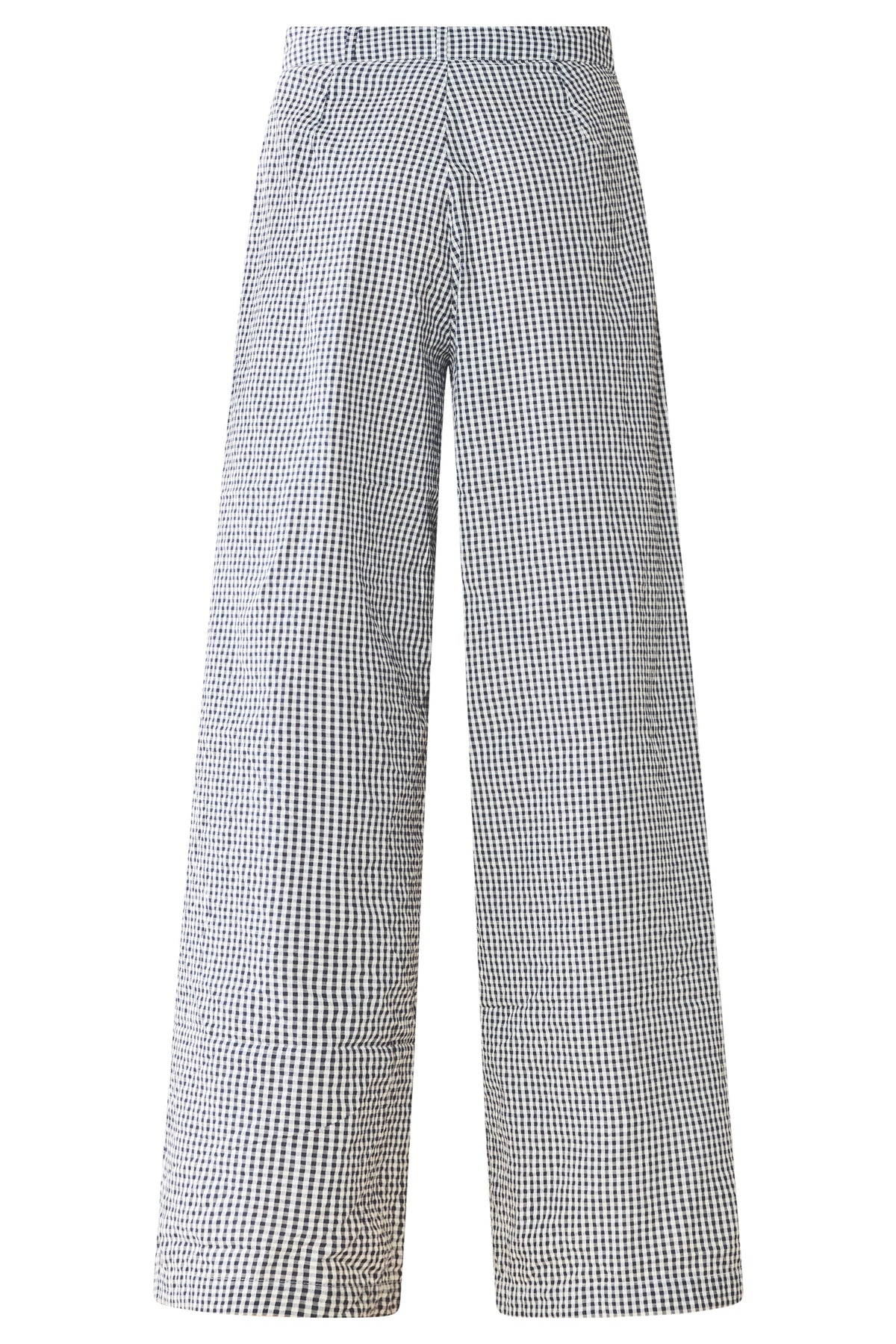 Nina Pant in Navy Gingham with Cream Crochet Applique