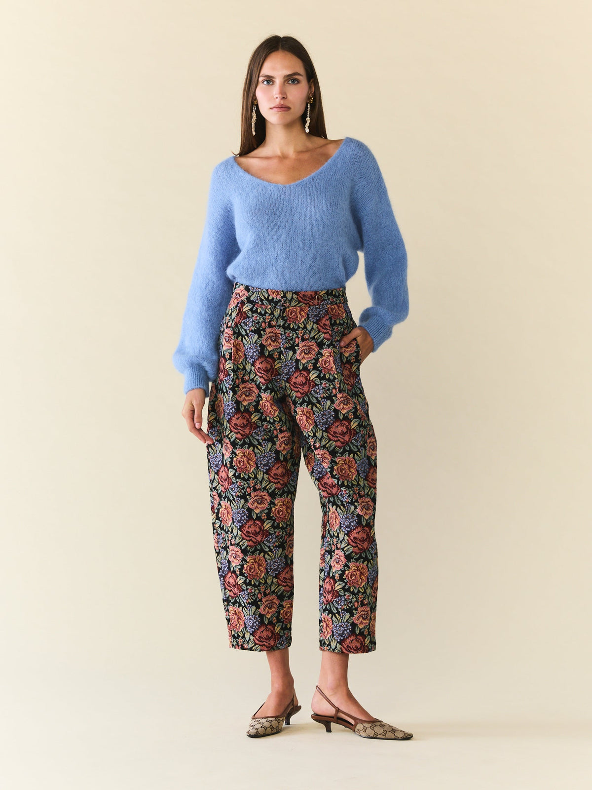 Brynna Trouser in Black Rainbow Jacquard