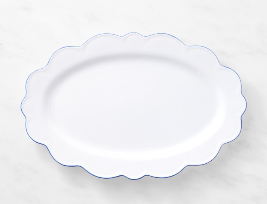AERIN Garden Bouquet Blue Scalloped Platter