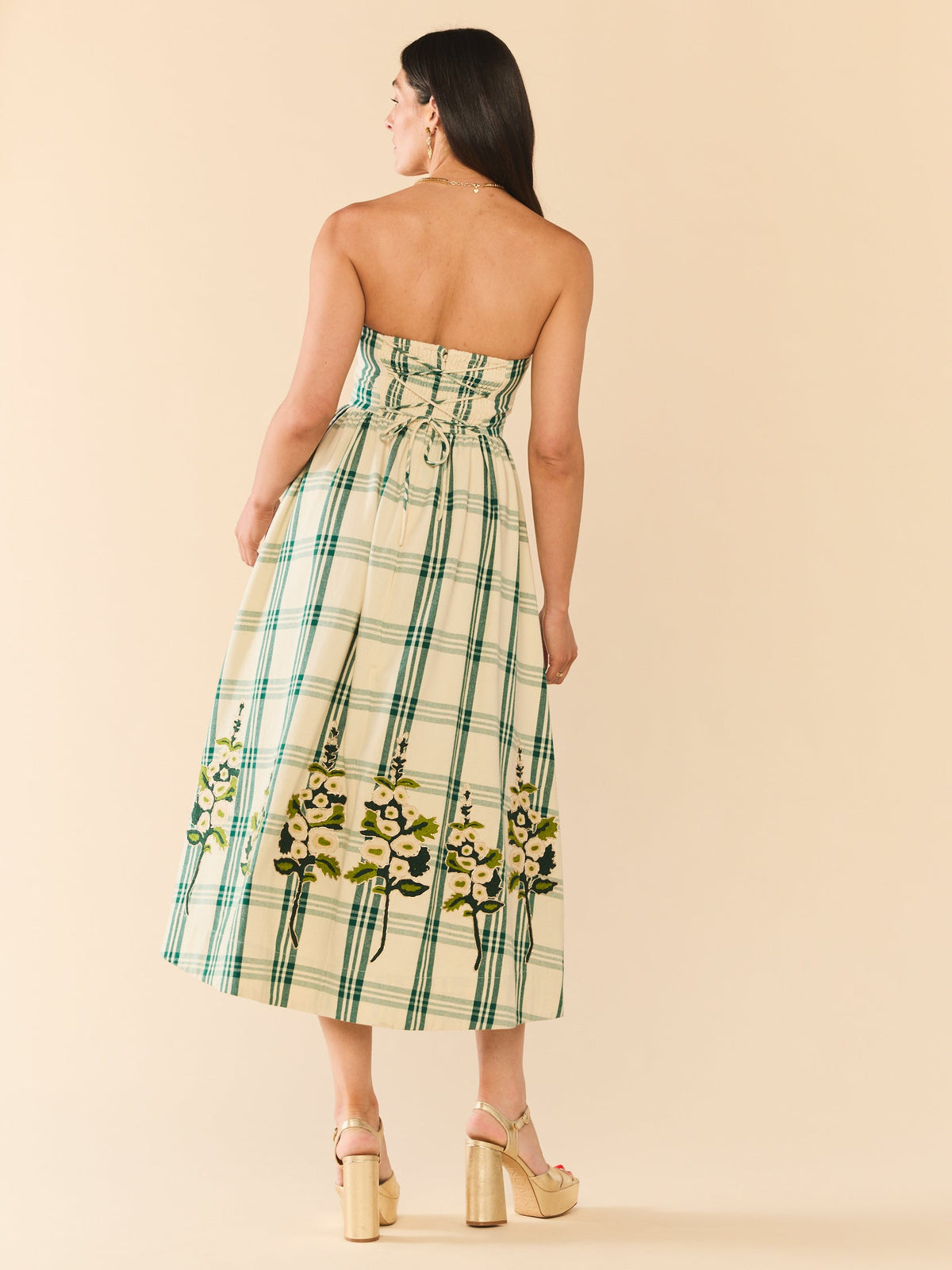 EDDY x Mckenzie Depinto Lucy Dress in Green Plaid & Floral