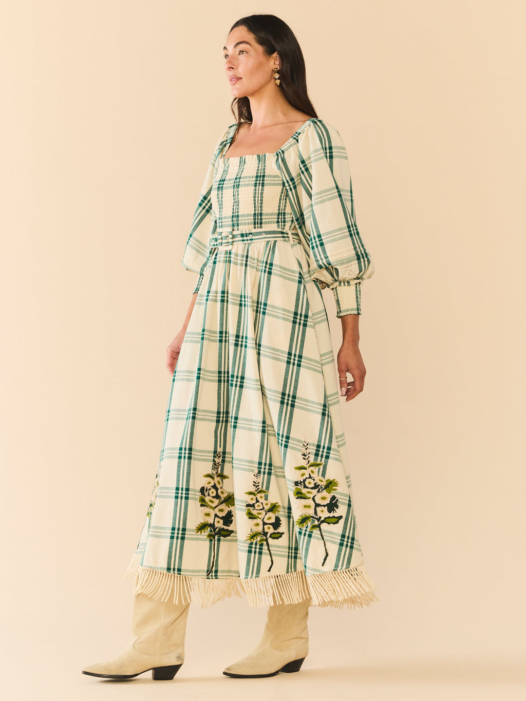 EDDY x Mckenzie Depinto Eloise Dress in Green Plaid & Floral
