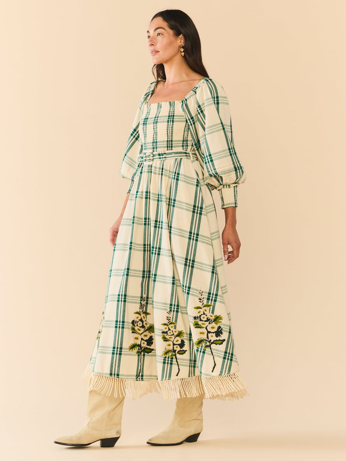 EDDY x Mckenzie Depinto Eloise Dress in Green Plaid & Floral