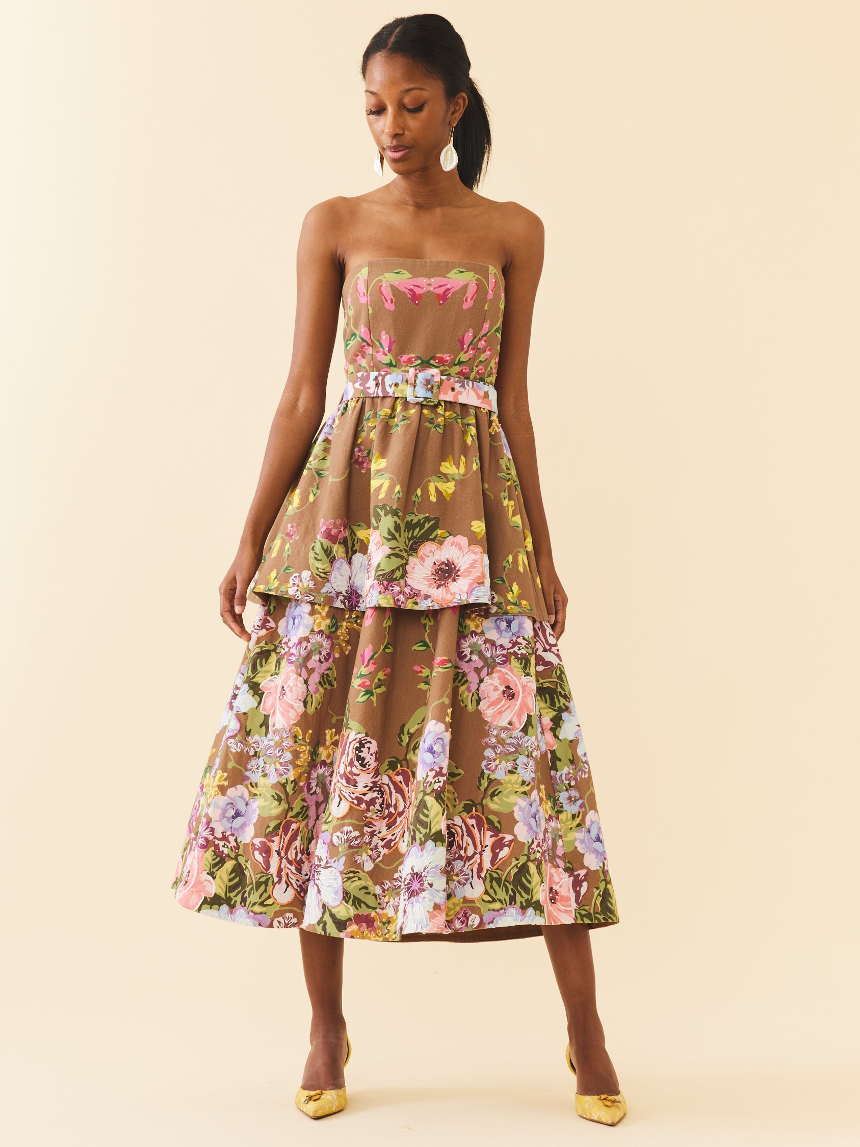 Daisy Dress in Caramel Victorian Floral