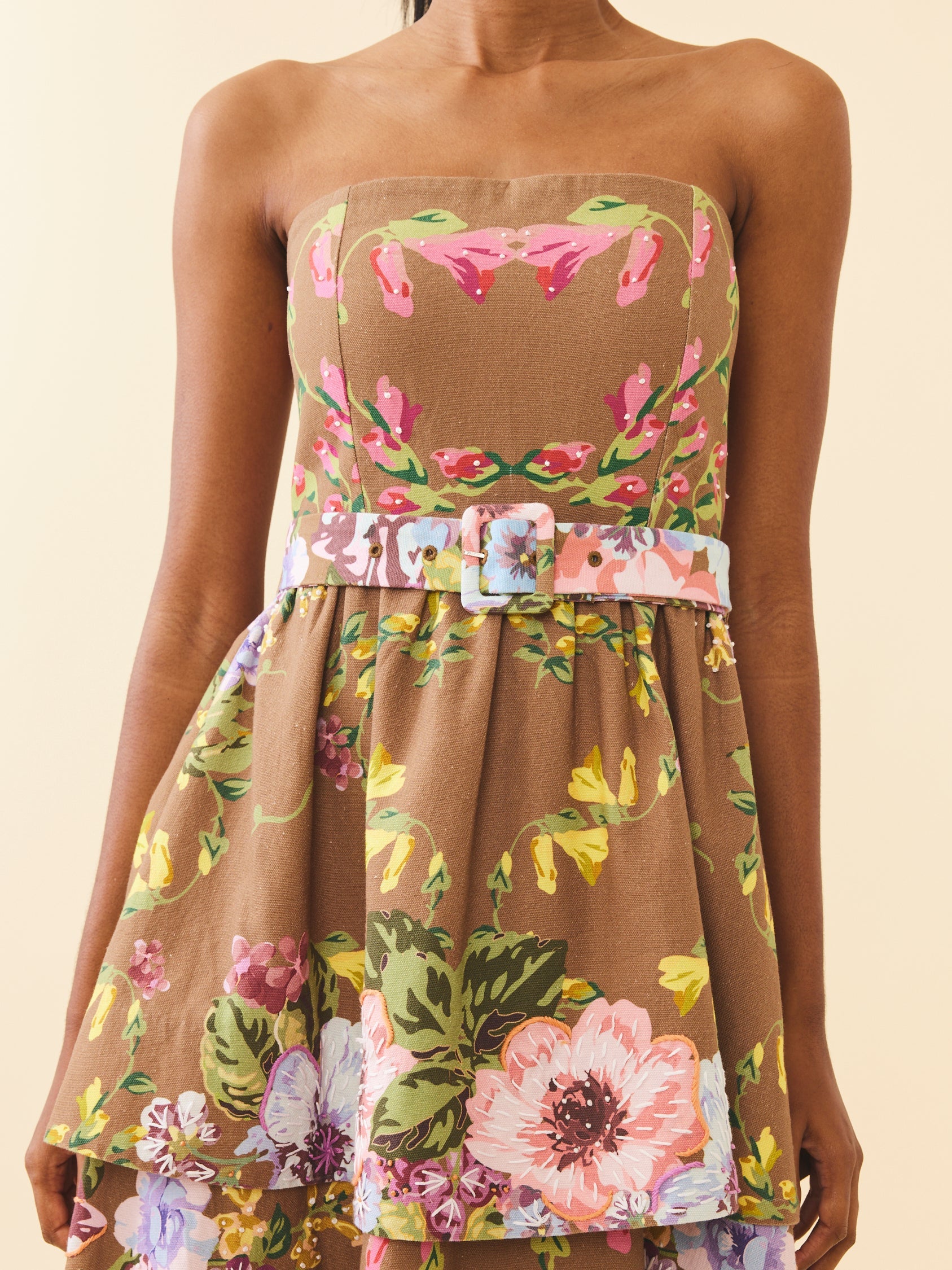 Daisy Dress in Caramel Victorian Floral | Over The Moon